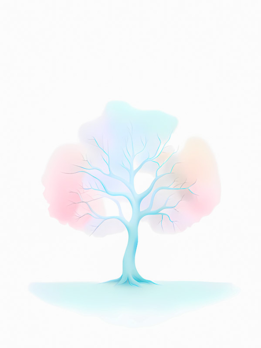 Minimalism abstract art: Lonely tree on white background.