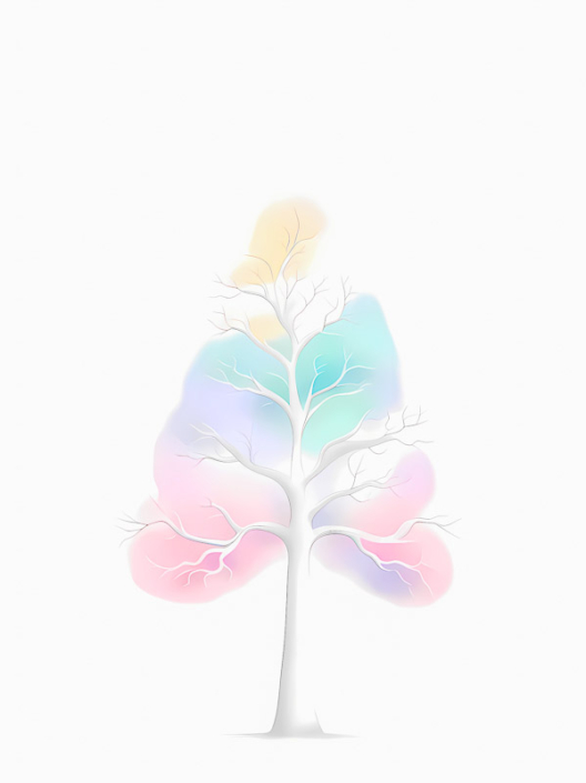 Minimalism abstract art: Lonely tree on white background.