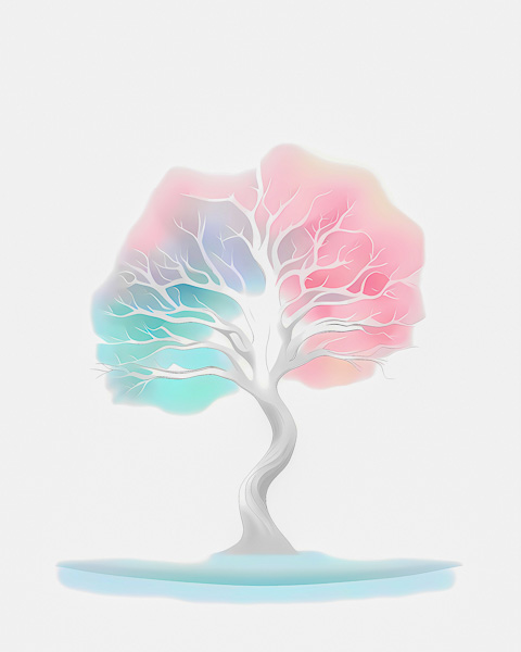 Minimalism abstract art: Lonely tree on white background.