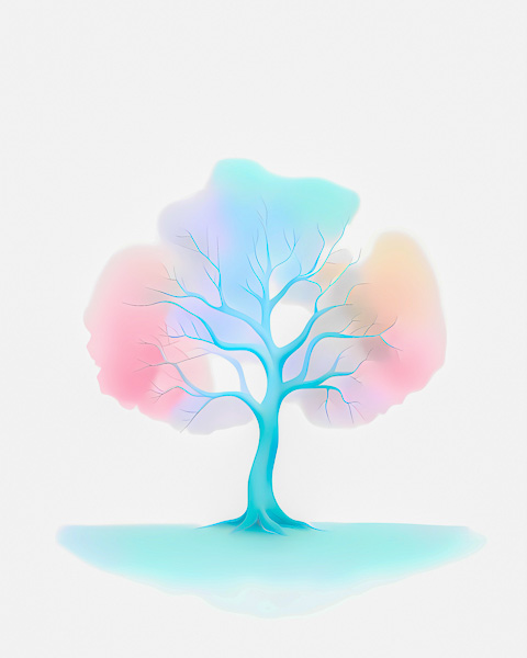 Minimalism abstract art: Lonely tree on white background.