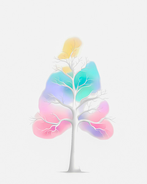 Minimalism abstract art: Lonely tree on white background.